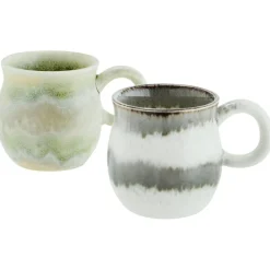 Mug With Ear Ø8 cm, Grey / White