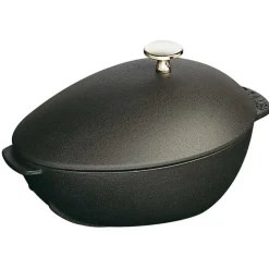 Mussel Pot in Cast Iron, Nickel Lid-knob, Black