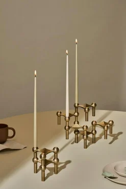 Nagel Candlestick 3 Pieces, Brushed Brass