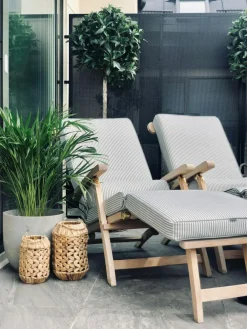 Narrow Stripe Sunbed Cushion 60x186 cm, Grey