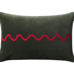 Natu Cushion Cover 40x60 cm, Forest Green / Red