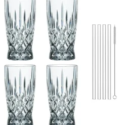 Noblesse Latte Macchiato Glass With Straw 4-pack