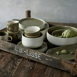 North Lunch Plate 21 cm, Matte White/Matte Moss