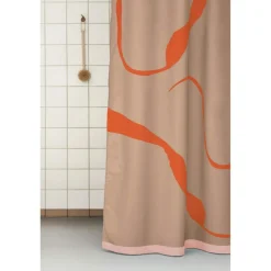 NOVA ARTE Shower Curtain 150x200 cm, Orange/Latte