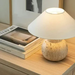 Pella Lamp Base, Travertine