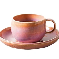 Perlemor Coral Espresso Cup With Saucer