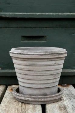 Planet Pot With Saucer Grey Ø16 cm