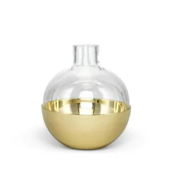 Pomme Vase & Candle Holder Small, Brass/Glass