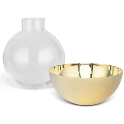 Pomme Vase & Candle Holder Small, Brass/Glass