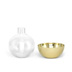 Pomme Vase & Candle Holder Small, Brass/Glass