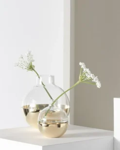 Pomme Vase & Candle Holder Small, Brass/Glass