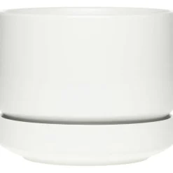 Pot With Saucer H13.2, Matte White