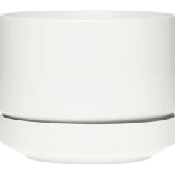 Pot With Saucer H13.2, Matte White