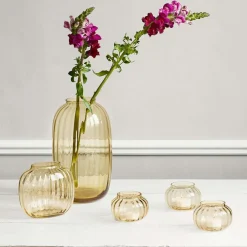 Primula Candle Holder, Amber