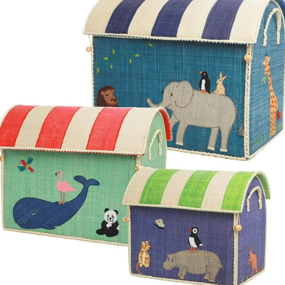 Raffia Toy Storage 3-pack, Pink Jungle