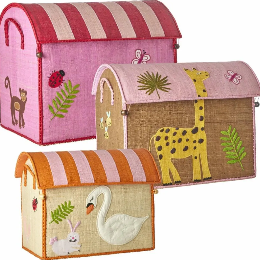 Raffia Toy Storage 3-pack, Pink Jungle
