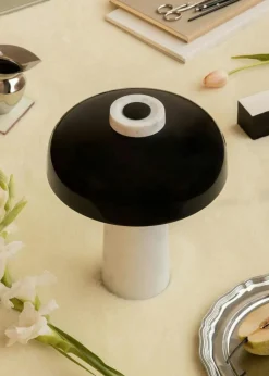 Reverse Table Lamp, Travertine / Bronzed Brass