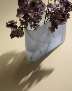 Ridge Vase Frosted Glass 16,5 cm, Taupe