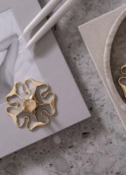 Rose Candlestick, Polished Brass