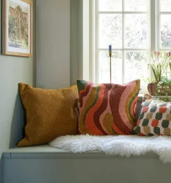 Sagar Cushion Cover Bouclé 50x50 cm, Cognac/Masala Yellow