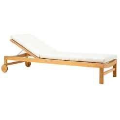 Sand Sunbed With Cushion, Teak / White
