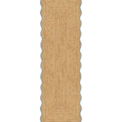 Scallop Jute Rug 75x200 cm, Misty Blue