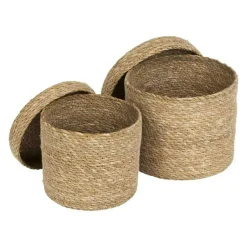 Seagrass Emil Cylinder Basket with Lid 2 pack