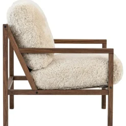 Seventy Five Wood Armchair, Walnut / Sheepskin Moonlight