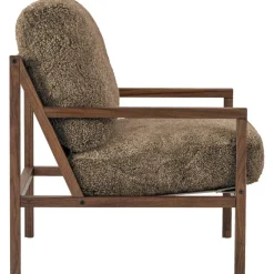 Seventy Five Wood Armchair, Walnut / Sheepskin Moonlight