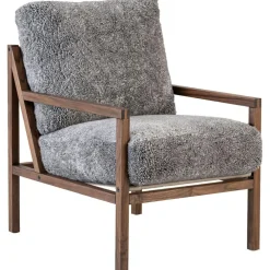 Seventy Five Wood Armchair, Walnut / Sheepskin Moonlight