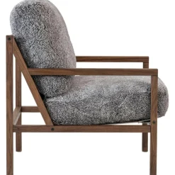 Seventy Five Wood Armchair, Walnut / Sheepskin Moonlight