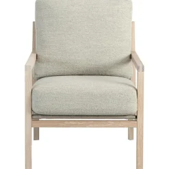 Seventy Five Wood Armchair, White Pigmented Oak / Bouclé Sand