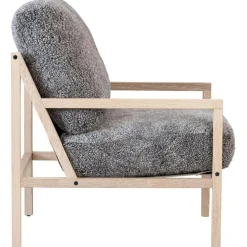 Seventy Five Wood Armchair, White Pigmented Oak / Bouclé Sand