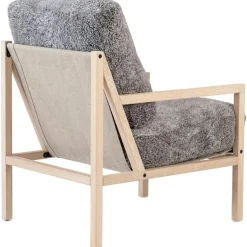 Seventy Five Wood Armchair, White Pigmented Oak / Bouclé Sand