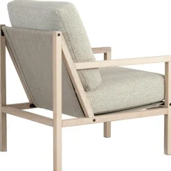 Seventy Five Wood Armchair, White Pigmented Oak / Bouclé Sand