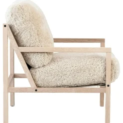 Seventy Five Wood Armchair, White Pigmented Oak / Bouclé Sand