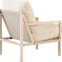 Seventy Five Wood Armchair, White Pigmented Oak / Bouclé Sand