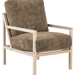 Seventy Five Wood Armchair, White Pigmented Oak / Bouclé Sand