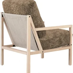 Seventy Five Wood Armchair, White Pigmented Oak / Bouclé Sand