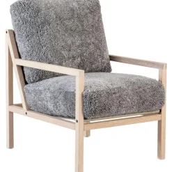Seventy Five Wood Armchair, White Pigmented Oak / Bouclé Sand