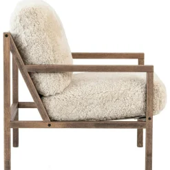 Seventy Five Wood Armchair, Smoked Oak / Bouclé Sand