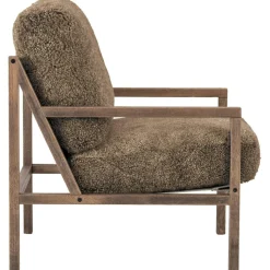 Seventy Five Wood Armchair, Smoked Oak / Bouclé Sand
