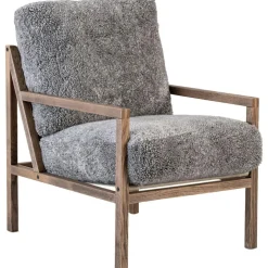 Seventy Five Wood Armchair, Smoked Oak / Bouclé Sand