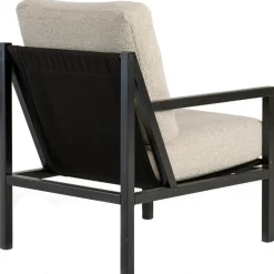 Seventy Five Wood Armchair, Black Oak / Bouclé Sand