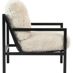 Seventy Five Wood Armchair, Black Oak / Bouclé Sand