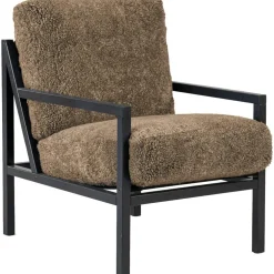 Seventy Five Wood Armchair, Black Oak / Bouclé Sand
