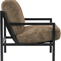 Seventy Five Wood Armchair, Black Oak / Bouclé Sand
