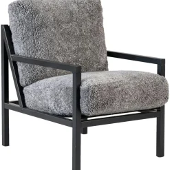 Seventy Five Wood Armchair, Black Oak / Bouclé Sand