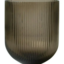 Simple Stripe Vase 14 cm, Brown