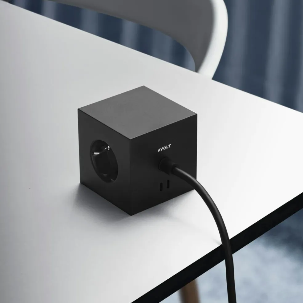 Square 1 Extension Cord With USB-C / Magnet 1,8 m, Stockholm Black